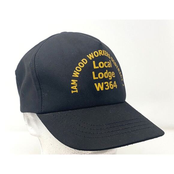 VTG Black Local Lodge 364 Snapback Trucker Hat OS Wood Workers Union Grandpa USA - Picture 4 of 12